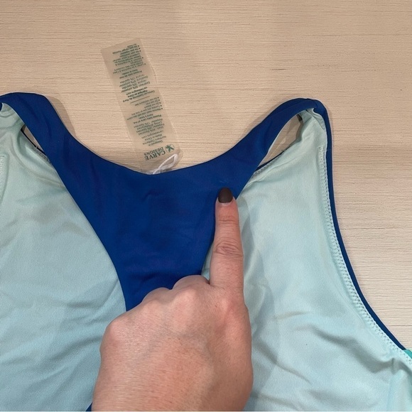 NWT Carve Designs Blue Teal Sanitas Color block Swimsuit Bikini Top Size L - Picture 9 of 11